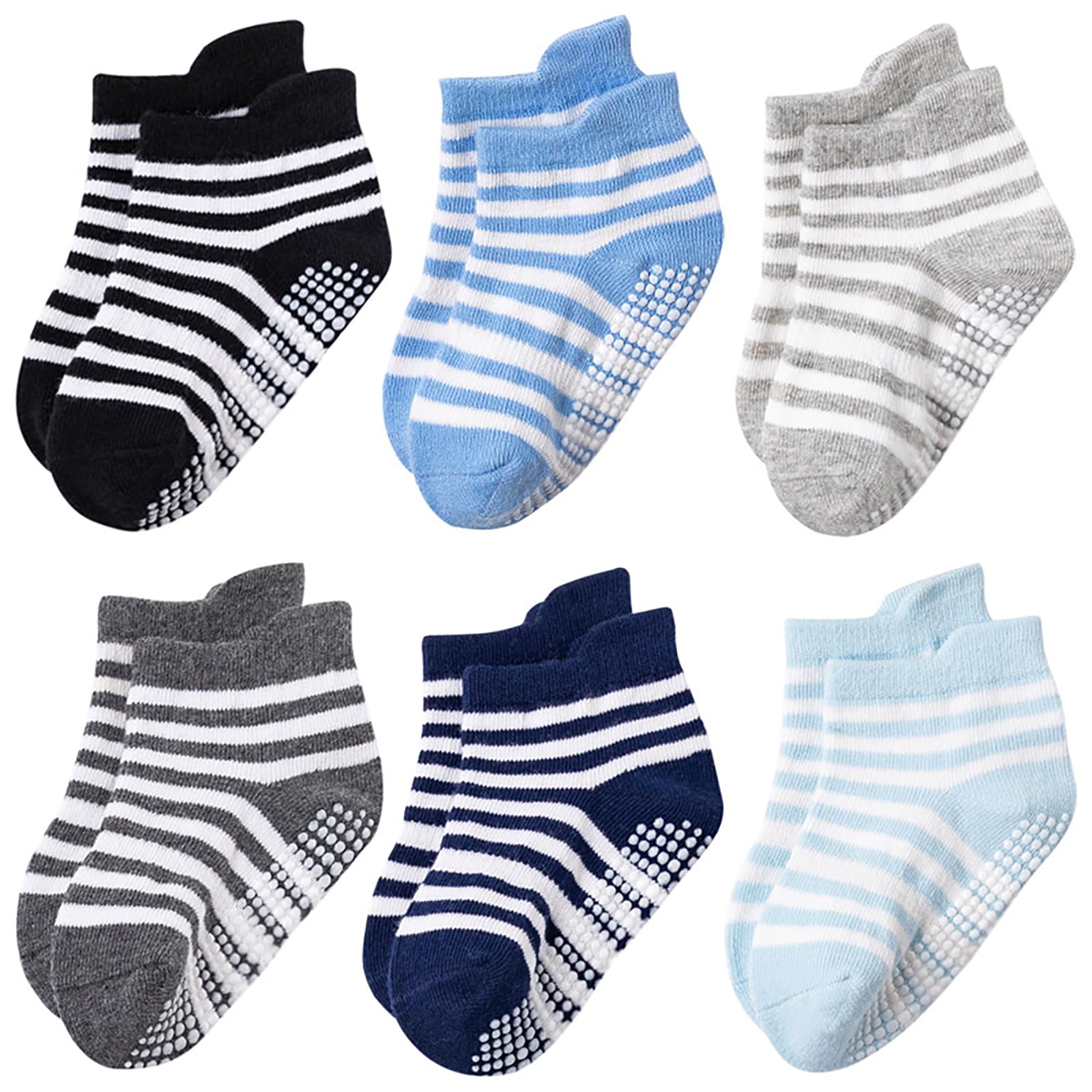 DRESHOW Baby Non Slip Grip Ankle Socks with Grippers Non Skid Soles for Infants Toddlers Kids Boys Girls