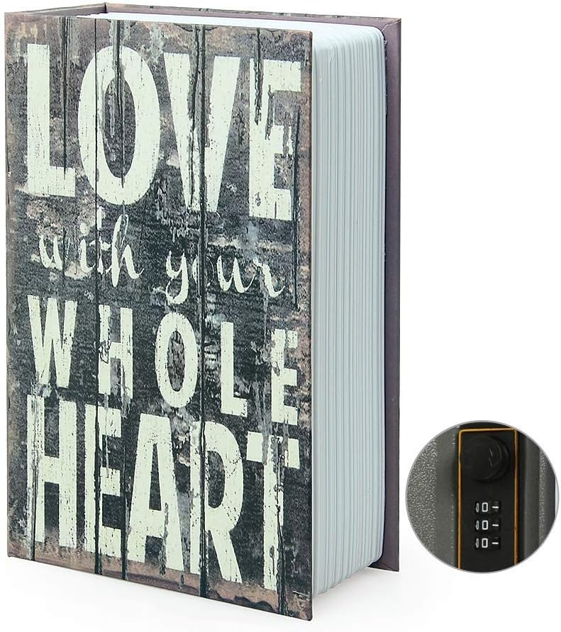 Diversion Book Safe Storage Box, Dictionary Secret Safe Can with Security Combination Lock/Key, Diversion Book Hidden Safe (LOVE Combination)