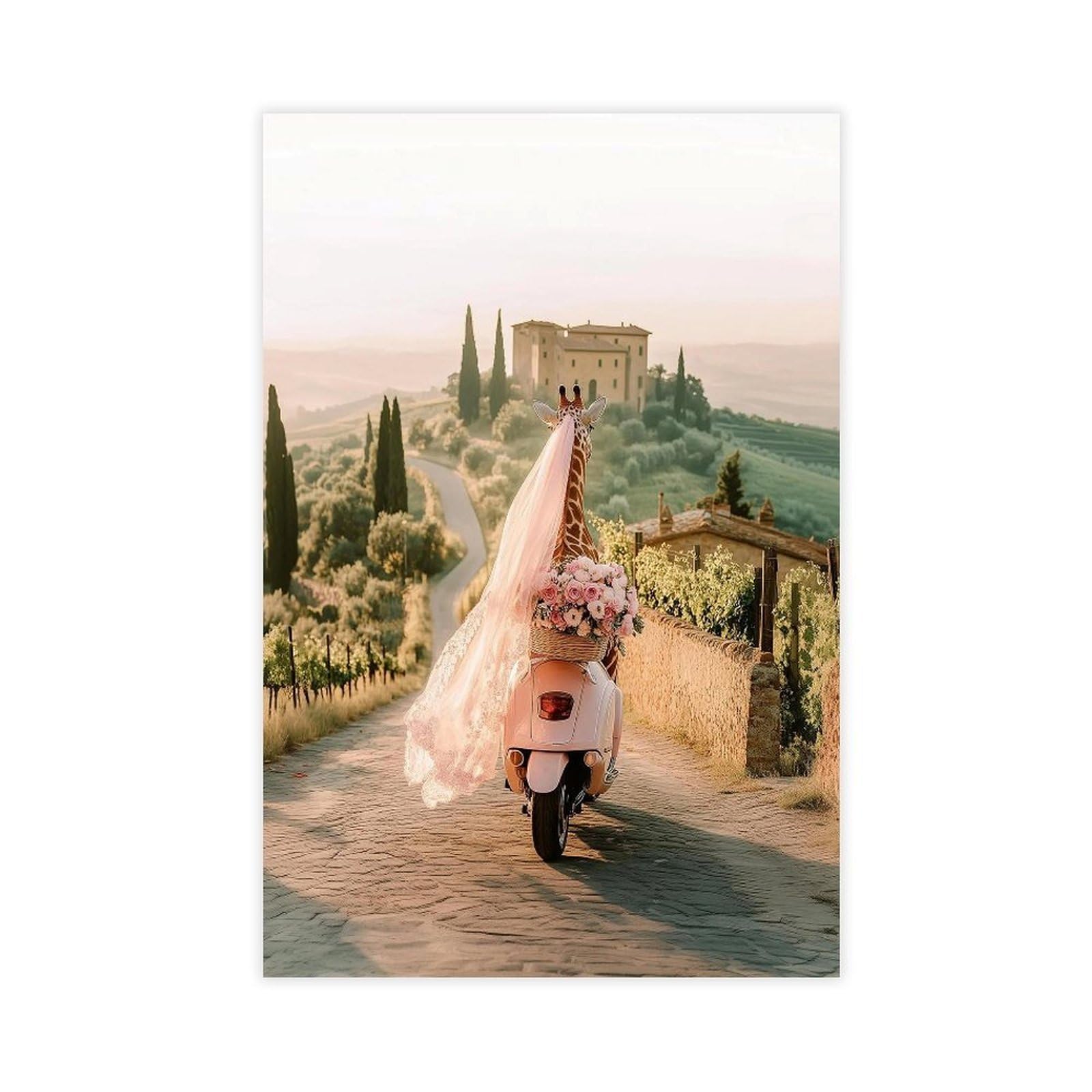Bareronor Giraffe in Tuscany Canvas Poster Bedroom Decor Landscape Office Room Decor Gift 20" L X 30" W