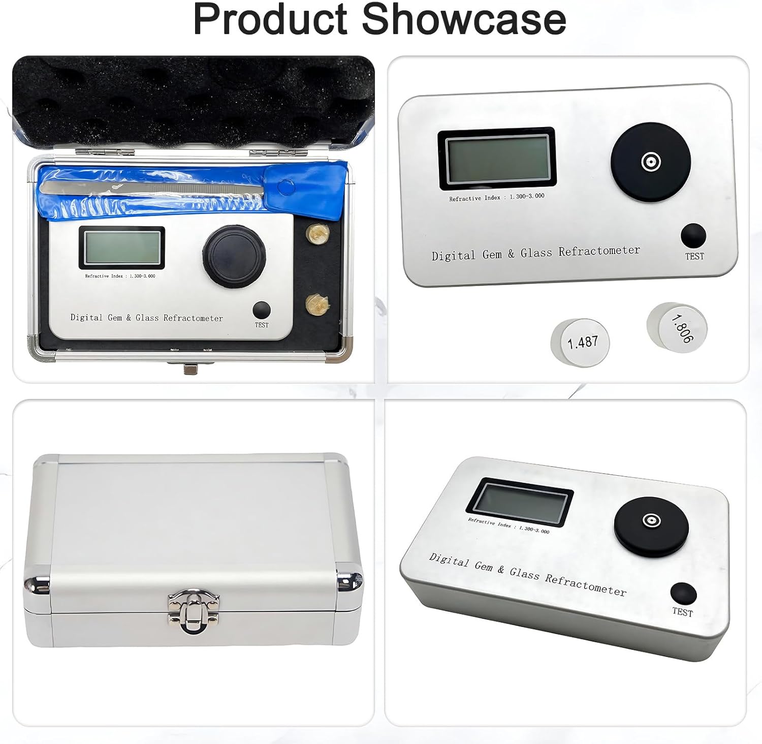 High Precision Gemstone Refractometer with Large LCD, Refractive Index 1.300-3.000, ±0.005 Error, 700mAh Battery - Essential Jewelry Identification Tool for Gemologists