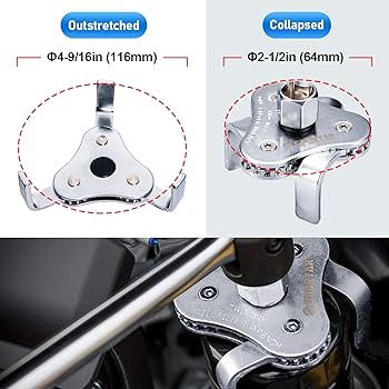 Oil Filter Wrench - Adjustable 3 Jaw Oil Filter Remover Tool For 2