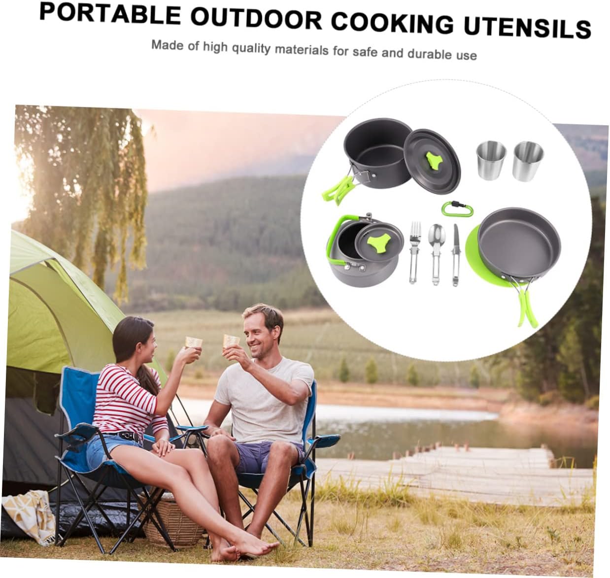 Camping Cookware Set 12-pc Cooking Pot for Outdoor Portable Camping Cooking Accessories