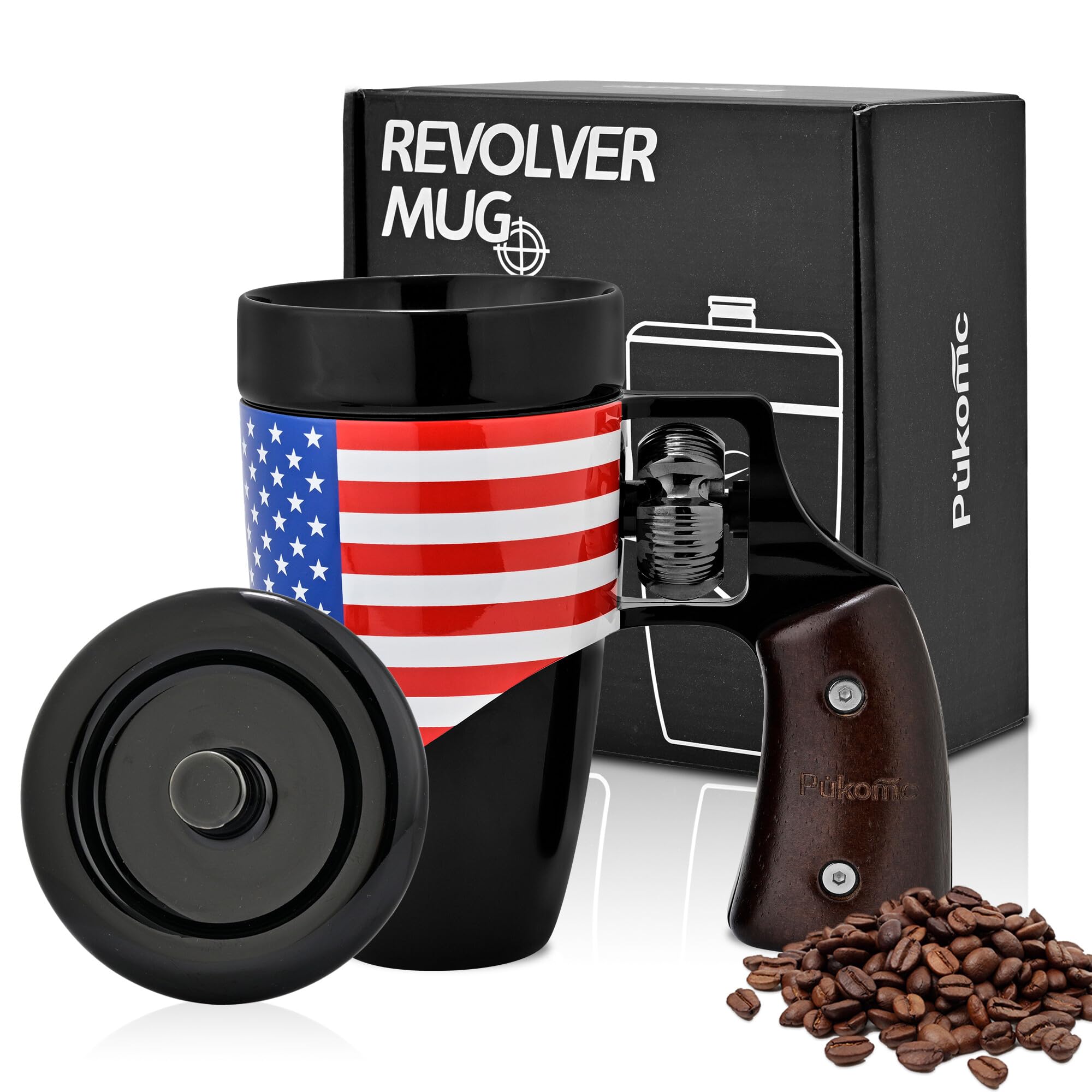 Novelty Ceramic Coffee Mug, Birthday Gifts for Men and Women, fathers gifts, Coffee Mugs for Men (16OZ) (Black & Flag)