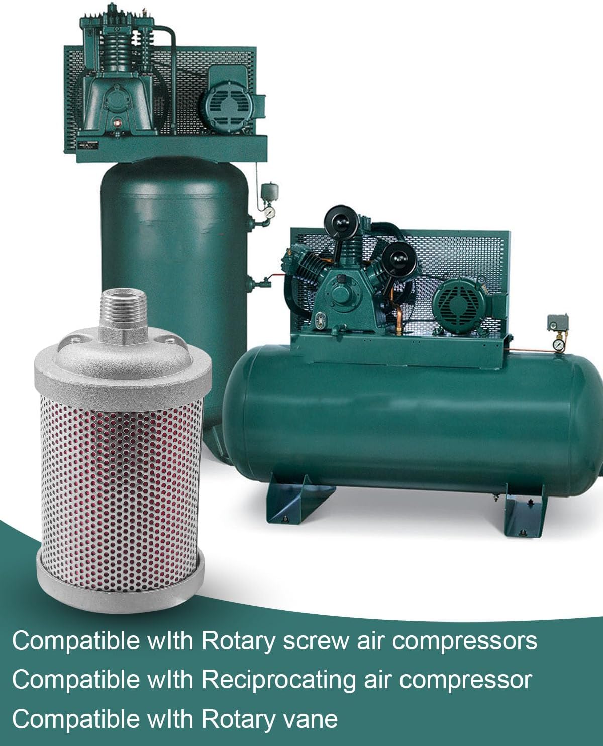 M05 Air Compressor Muffler 1/2 inch NPT Male Fit for Compressed Air Equipment and Systems and Dryer Replacing Parts Single Chamber 145 PSI