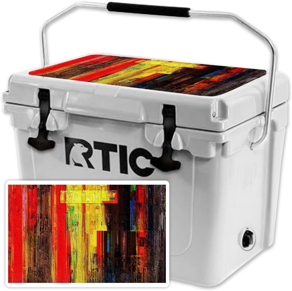 MightySkins (Cooler Not Included) Skin Compatible with RTIC 20 Cooler Lid (2017 Model) - Painted Wood | Protective, Durable, and Unique Vinyl Decal wrap Cover | Easy to Apply | Made in The USA