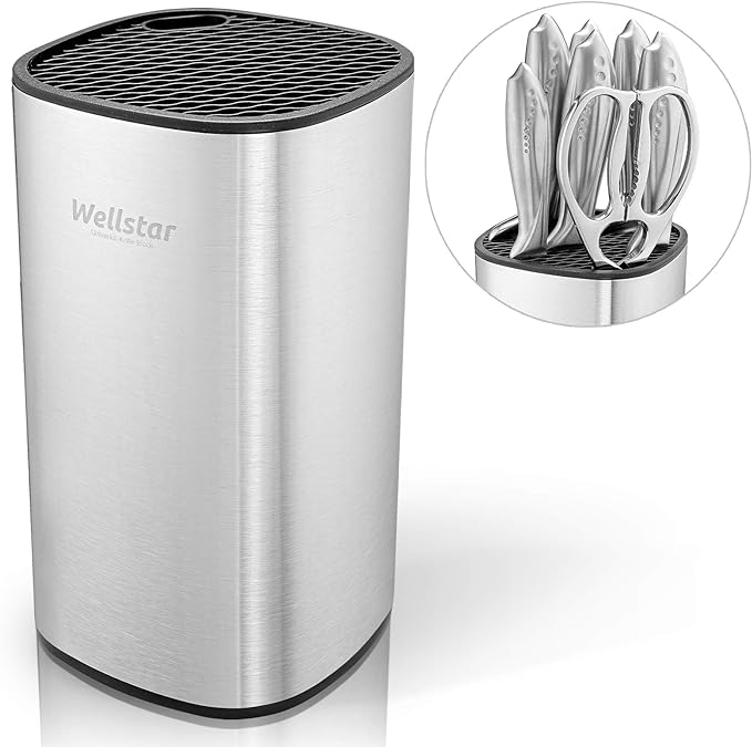 WELLSTAR Universal Knife Block Holder, Stainless Steel