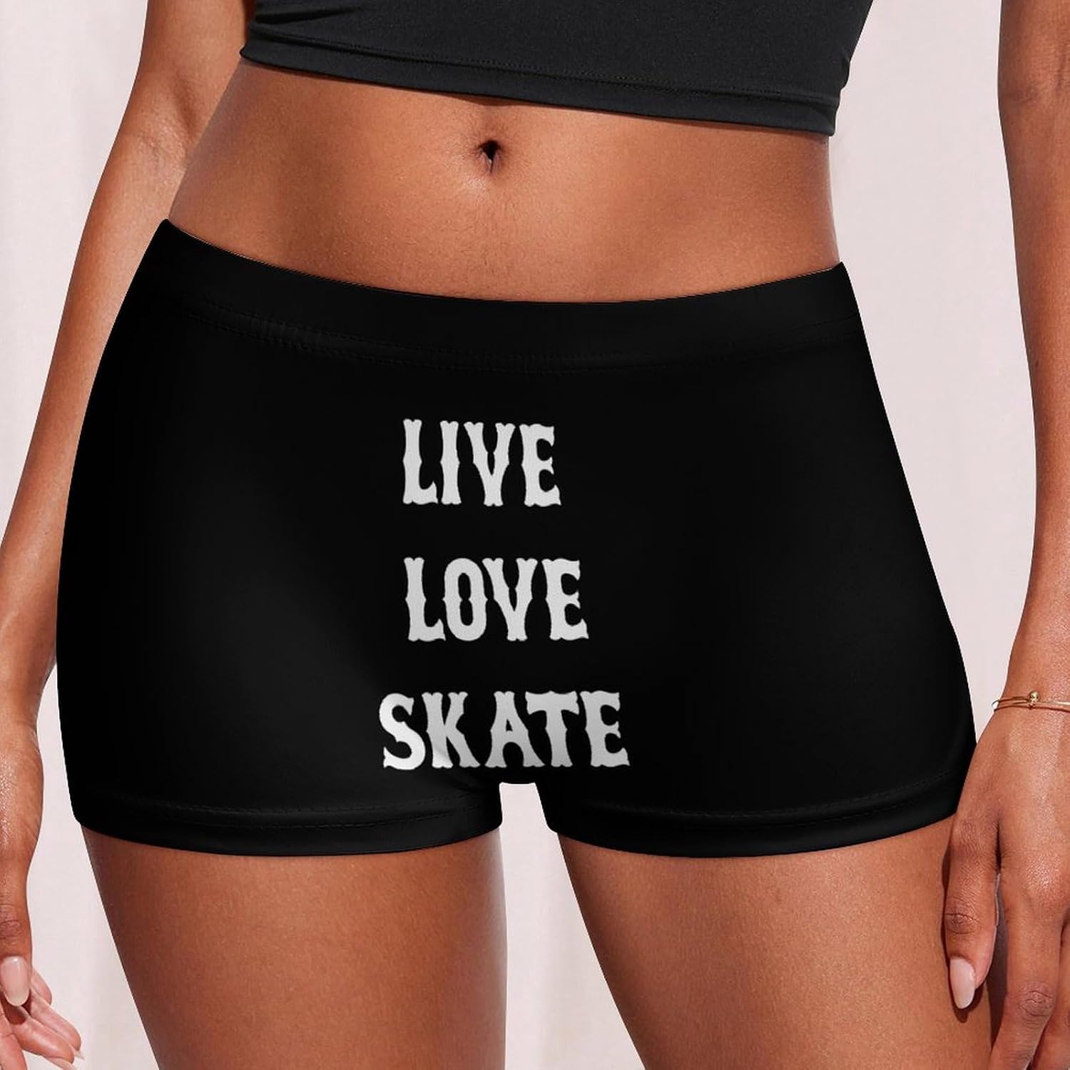 Live Love Skate Funny Women's Boxer Briefs Breathable Underpants Trunks Stretch Underwear