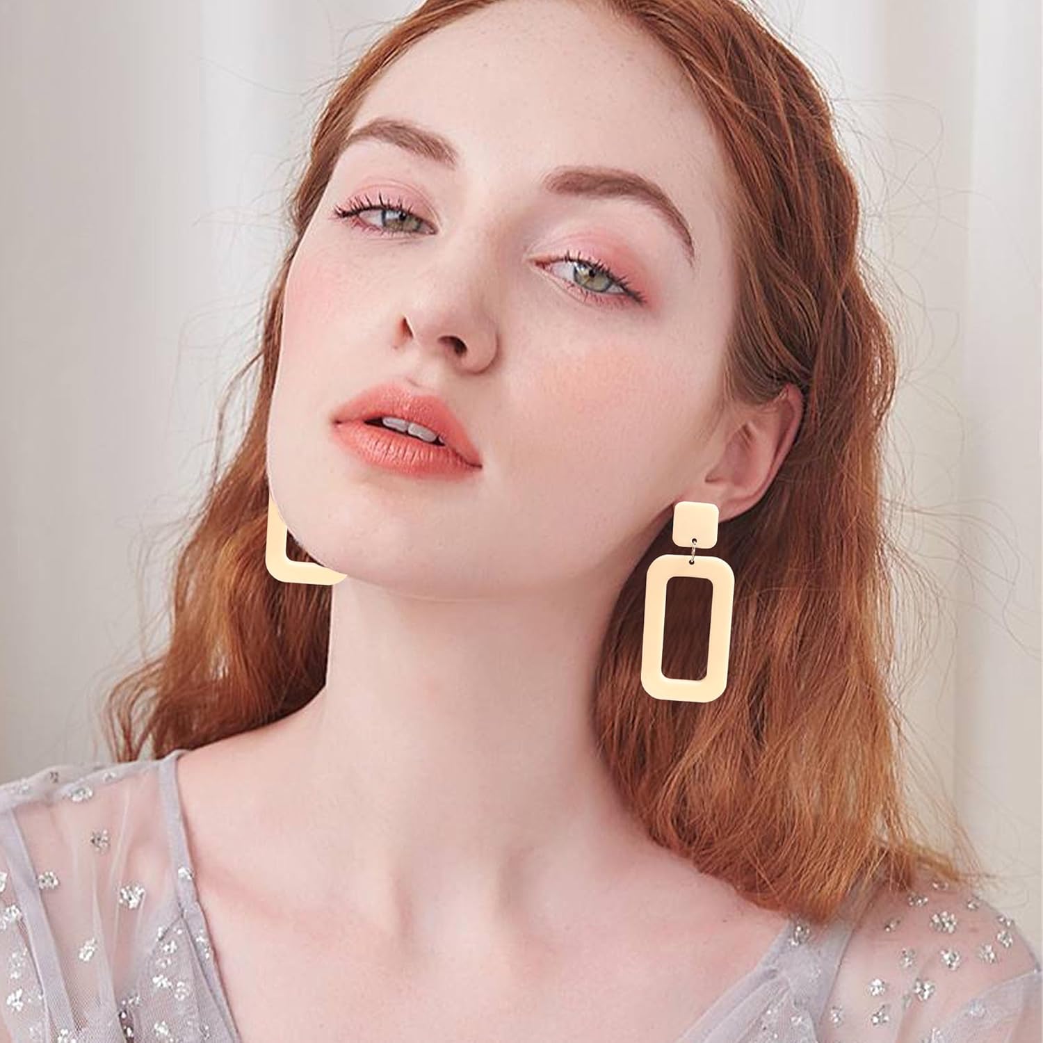 YUNXI 70s Vintage Minimalist Multicolor Acrylic Geometric Square Hollow Drop Dangle Neon Earrings Retro 80s Party Costume Accessory Jewelry for Women With Box - Image 2