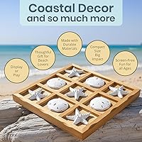 Vista 3 de Starfish Tic Tac Toe Juego – 9 x 9 pulgadas – Juego de Tic Tac Toe de playa – Mesa de café de casa de playa costera – Decoración de Tic Tac Toe