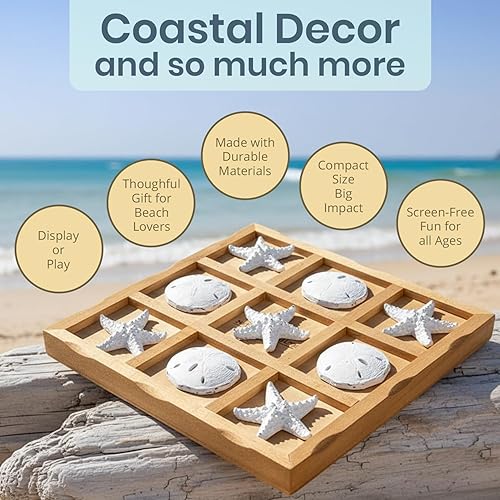 Miniatura 3 de Starfish Tic Tac Toe Juego  9 x 9 pulgadas  Juego de Tic Tac Toe de playa  Mesa de café de casa de playa costera  Decoración de Tic Tac Toe  Juegos