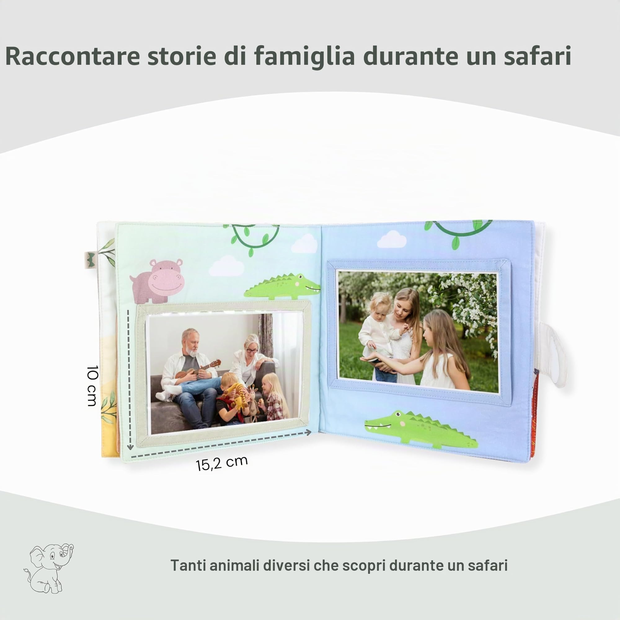 Album fotografico per bambini, in cotone biologico, con massaggiagengive e ciondolo come libro dei ricordi, per bambini a partire da 0 mesi, regalo per nascita e per abituarsi per ragazzi e ragazze