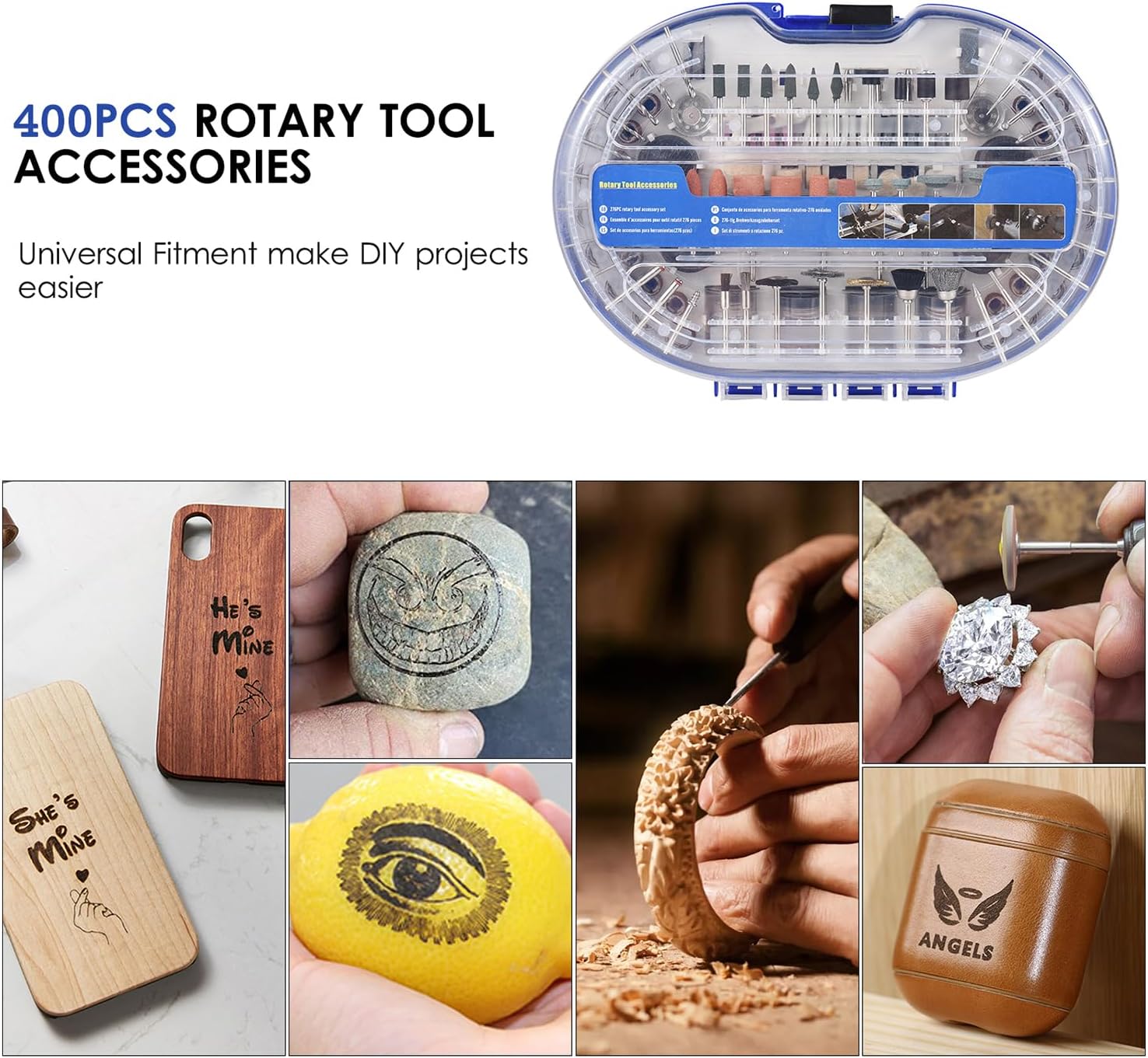 400PCS Multifunction Rotary Tool Accessories Kit Electric Grinder for Cutting Grinding Polishing Drilling Universal Fitment with Collets and Shanks