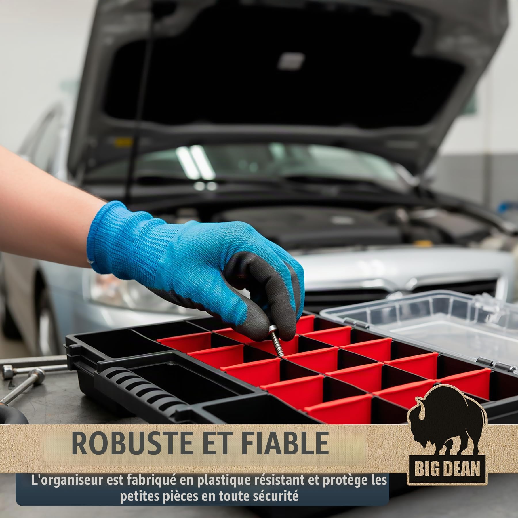 BigDean Lot de 10 boîtes de rangement XL avec division flexible, fabriquées en Europe