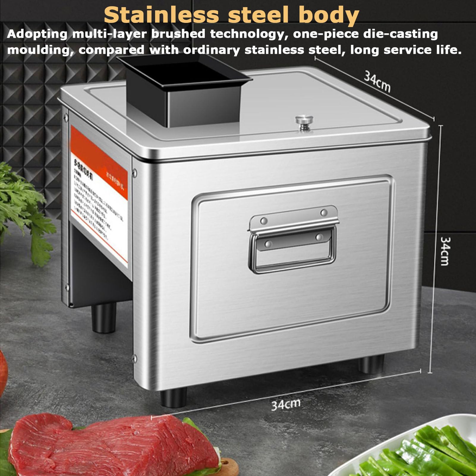 Affettatrice elettrica per carne, in acciaio inox, 850 W, per pollo, pesce, manzo e verdure, uso domestico e commerciale