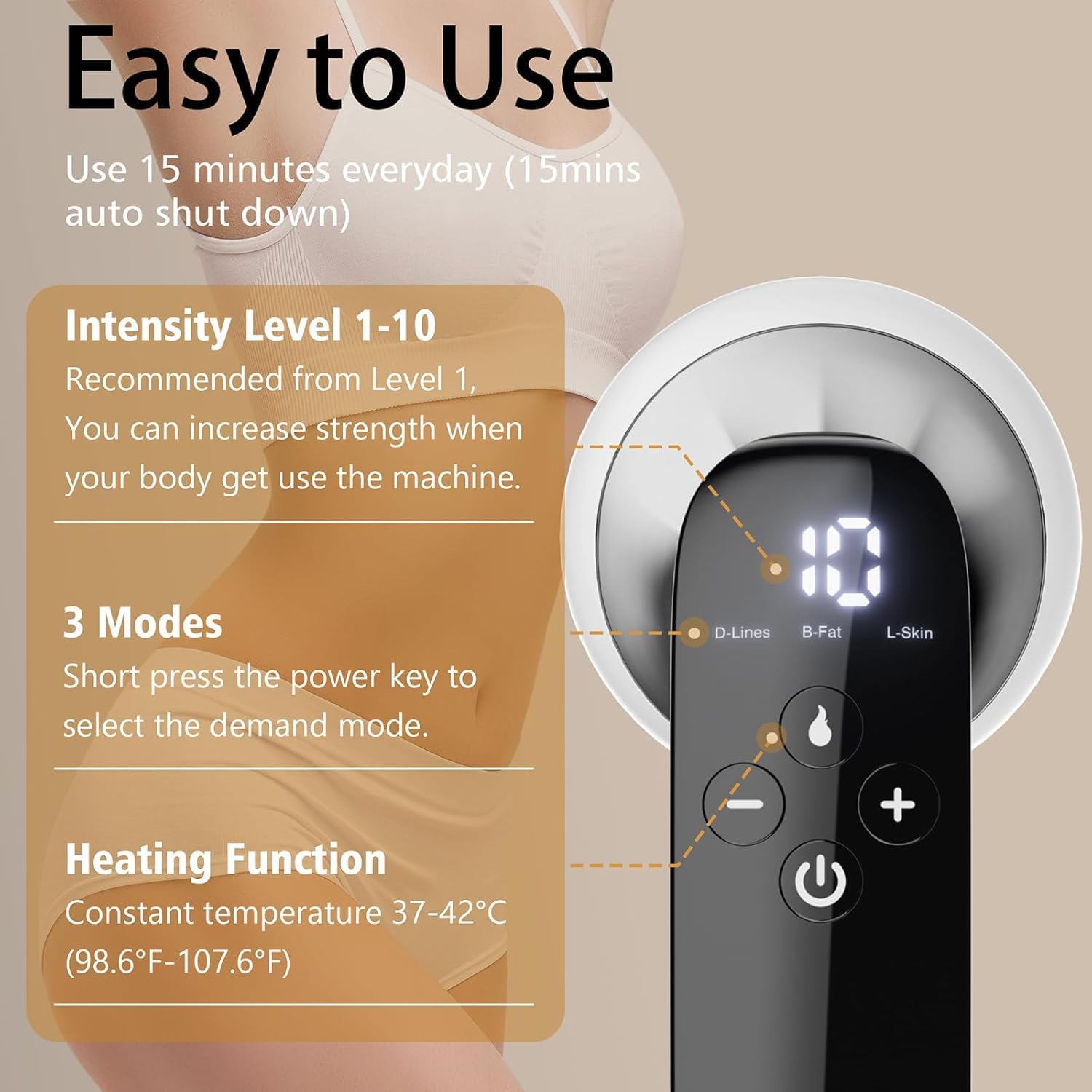 Cellulite Massager Tool, Body Sculpting Machine, 4 in 1 Body Sculpting Tool with Heating Skin Tightening,Cordless Electric Handle Massager Cellulite Remover for Belly,Waist,Arms,Legs,etc(White) - Image 2