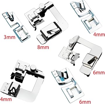 Sewing Machine Hemming Presser Foot Set, 3 Pcs Narrow Rolled Hem Sewing Machine Presser Foot and 3 Pcs Wide Hem Feet h 30 Needles