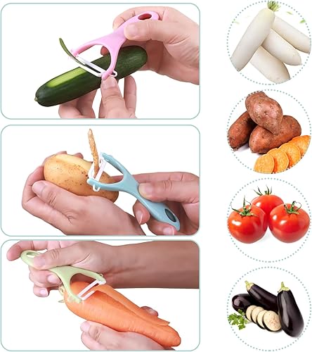 Miniatura 3 de binyu Juego de pelador de frutas y cuchillos de pelar de frutas y verduras de cerámica, precisión sin esfuerzo en cada cáscara, adecuado para