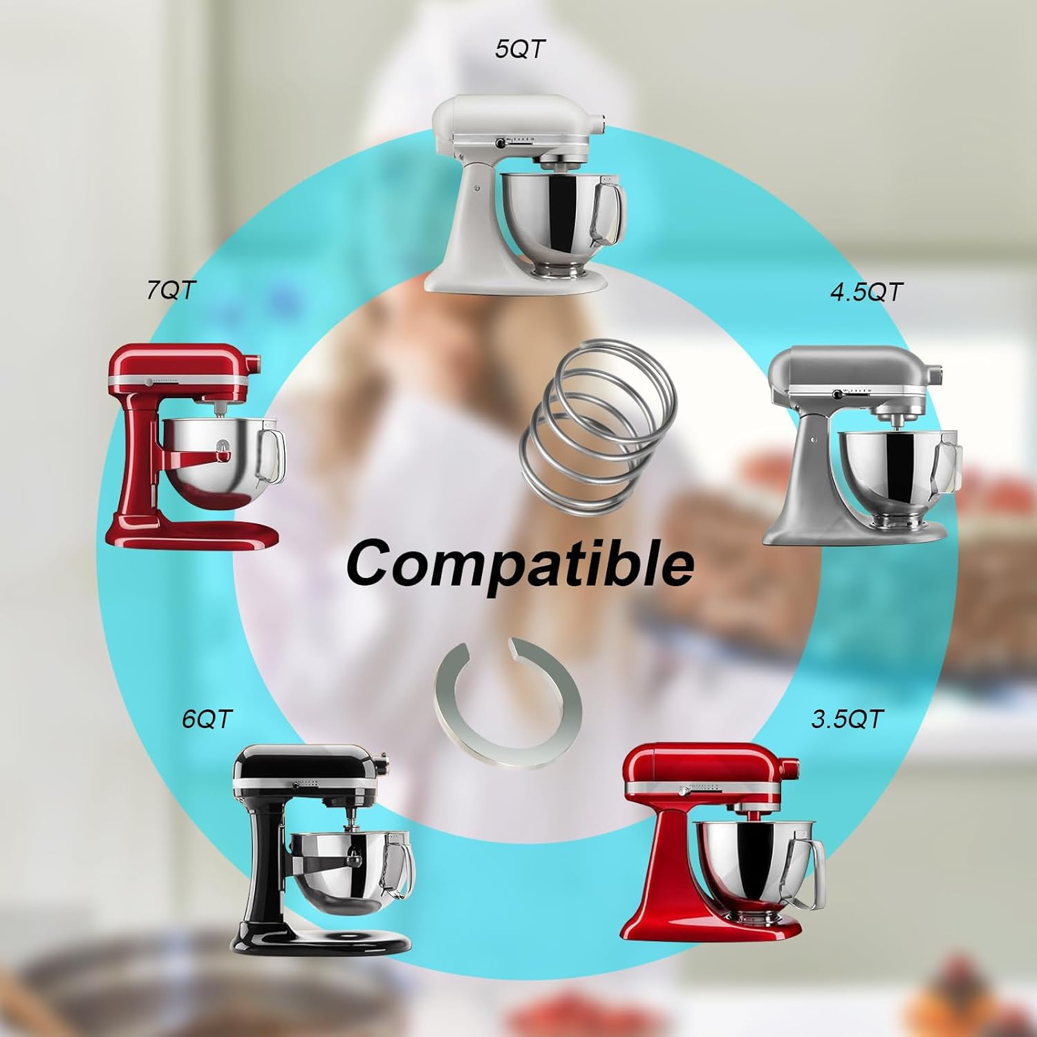 304 Stainless Spring and Washer For KitchenAid Mixers 3.5 Quarts to 7 Quarts Quick Install components