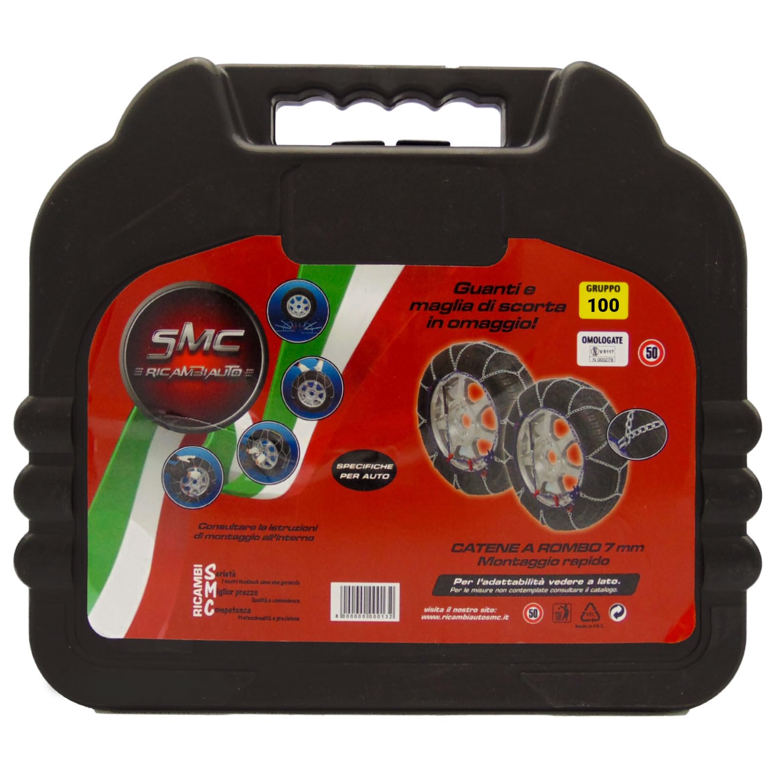 SMC Catene da Neve OMOLOGATE O-Norm TUV 7mm per Pneumatici GOMME 225/45 R 17