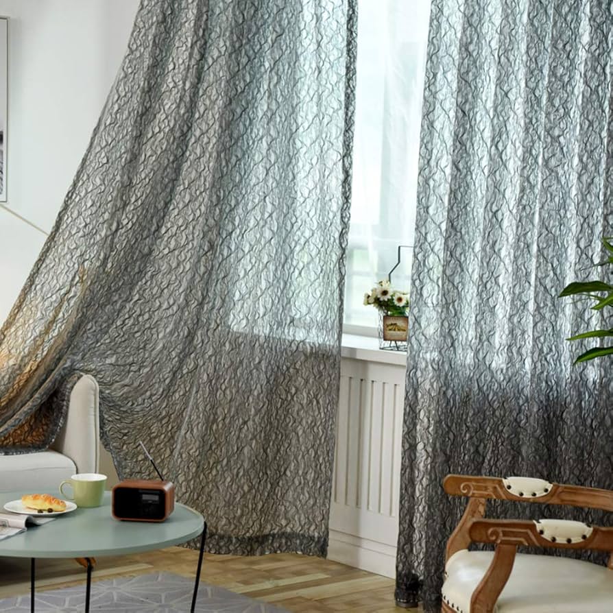 シアーウィンドウカーテン 127cm × 213cm × 2枚 LightGre シアーウィンドウカーテン 127cm × 213cm × 2枚 LightGre