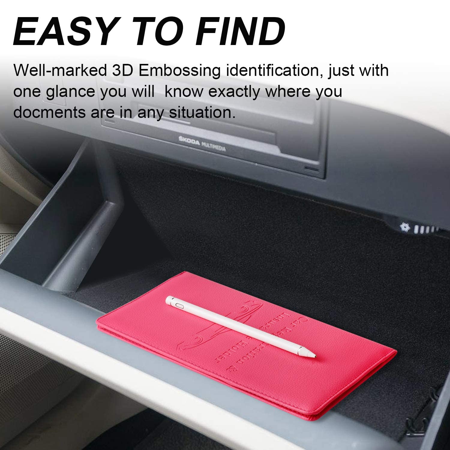 Cacturism Car Registration and Insurance Holder Car Accessories Vehicle Glove Box Car Organizer Women Car Accessories with Magnetic — view 7