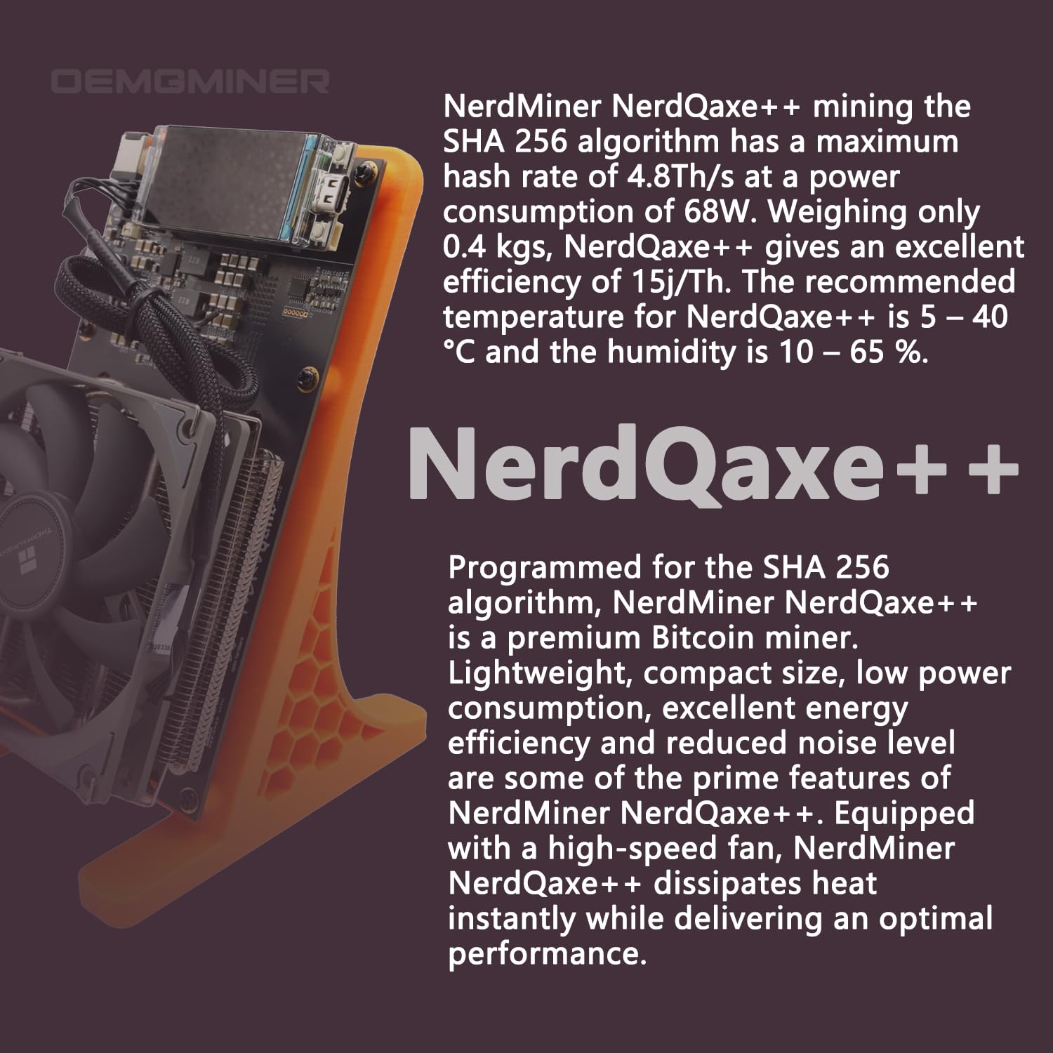 Amazon.com: Bitaxe NerdQaxe++ 4.8TH/s Bitcoin Miner – 4X BM1370 ASIC Chips,  15J/Th, 68W Power Consumption, 2.4G WiFi, Open-Source Mining Machine, High  Efficiency for BTC Mining（Black） : Electronics