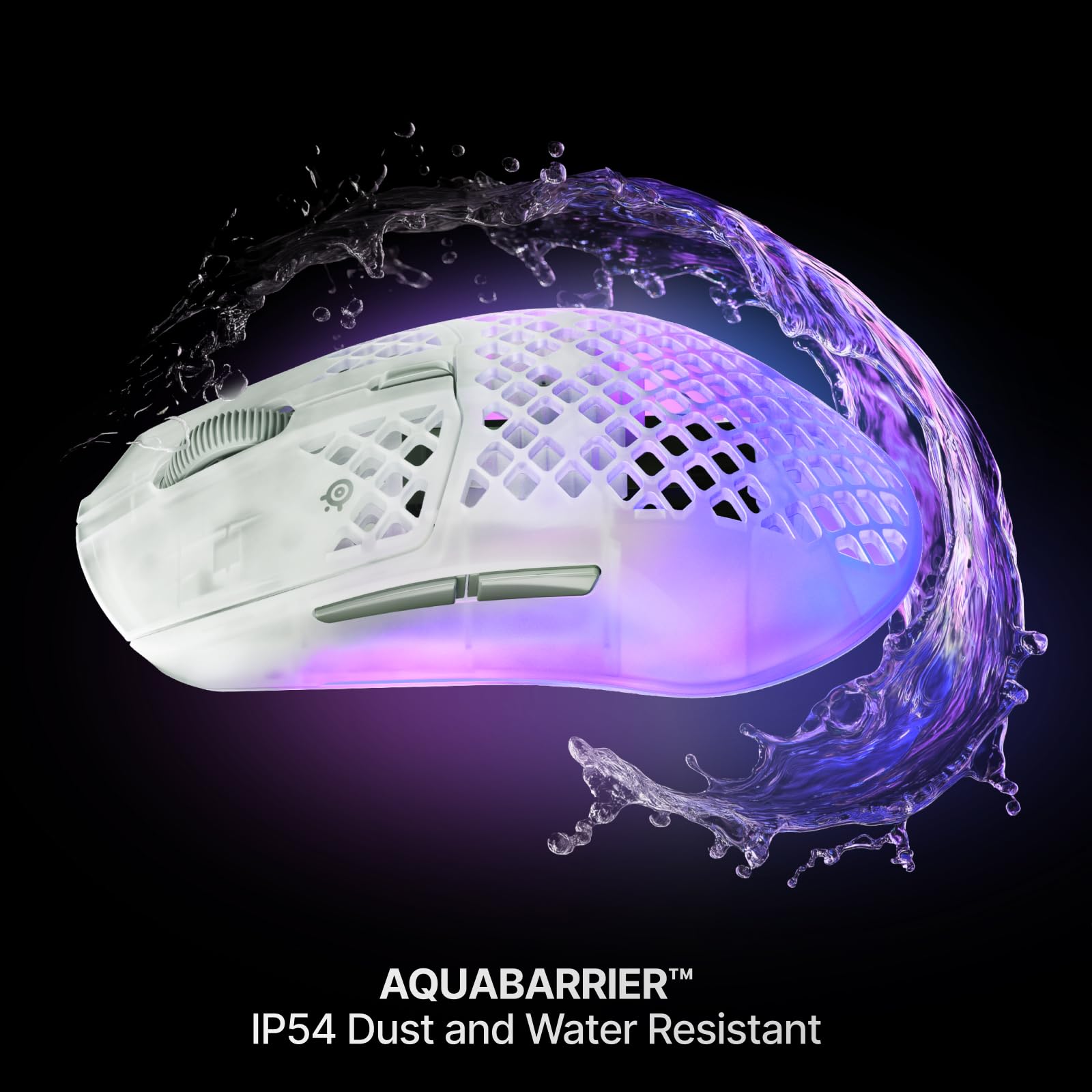 SteelSeries Aerox 3 Wireless Gen 2 - Mouse da gioco super leggero da 68 g, polling 4K, sensore ottico 26K DPI, batteria 200 ore, resistente all'acqua IP54, durata del clic 80 m, RGB, piedini in PTFE