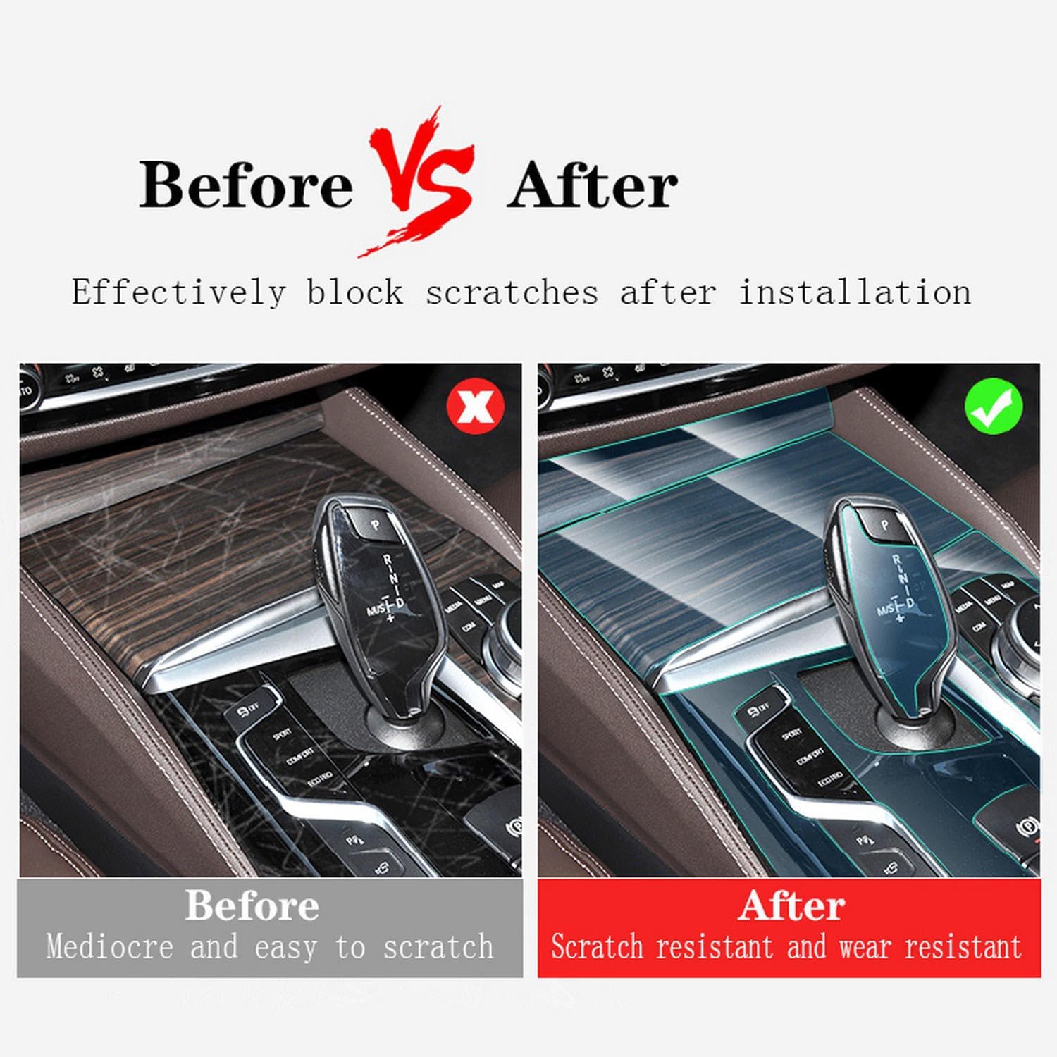 NBHB Car Scratch-Resistant Interior Center Console Transparent TPU Protective Film Anti-Scratch Repair Film Accessories PPF，for GAC Motor ES9 M8 2023