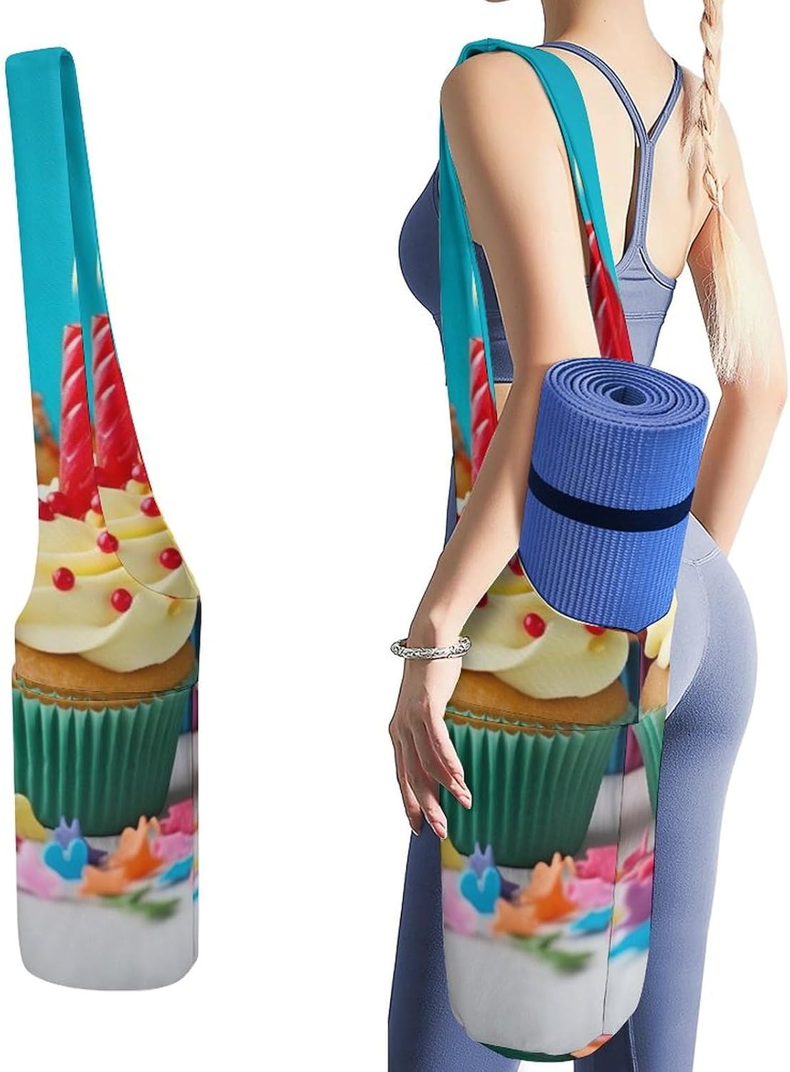 Yoga Mat Bag for Women Yoga Mat Carrier Bag with Large Side Pocket Girly Pink Perfume Bottle And Poodle Yoga Bag Yoga Gym Bag