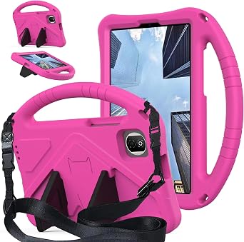 Kids Case Compatible with Honor Pad X7 8.7 inch 2025 Released Tablet, Lightweight EVA Shockproof Cover w/Stand Shoulder Strap Protective CaseRose Red
