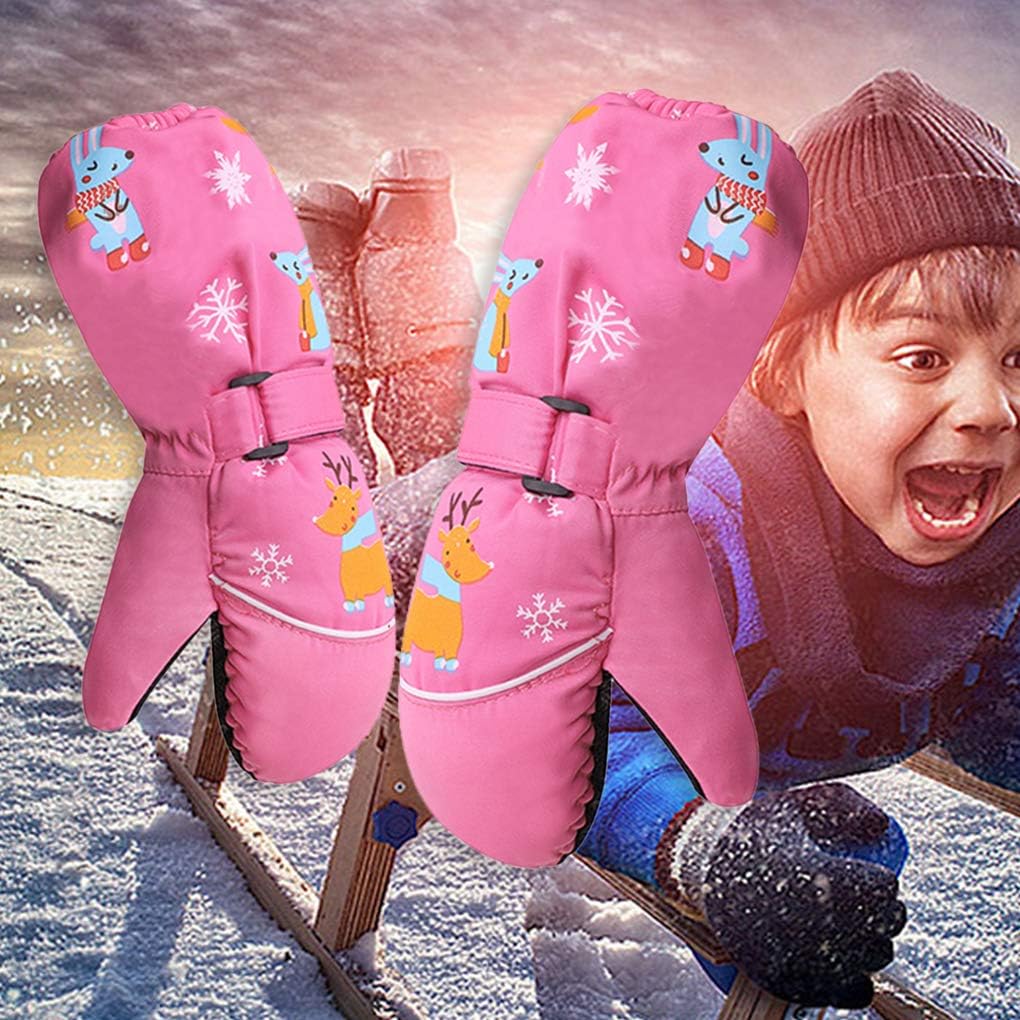 IPENNY Kids Cute Bunny Ski Gloves Fleece Lined Coldproof Ski Mittens Waterproof No-Slip Snowboarding Gloves with Adjustable Wrist Belt & Pu Leather Palm,Aged 2-6 : Clothing, Shoes & Jewelry