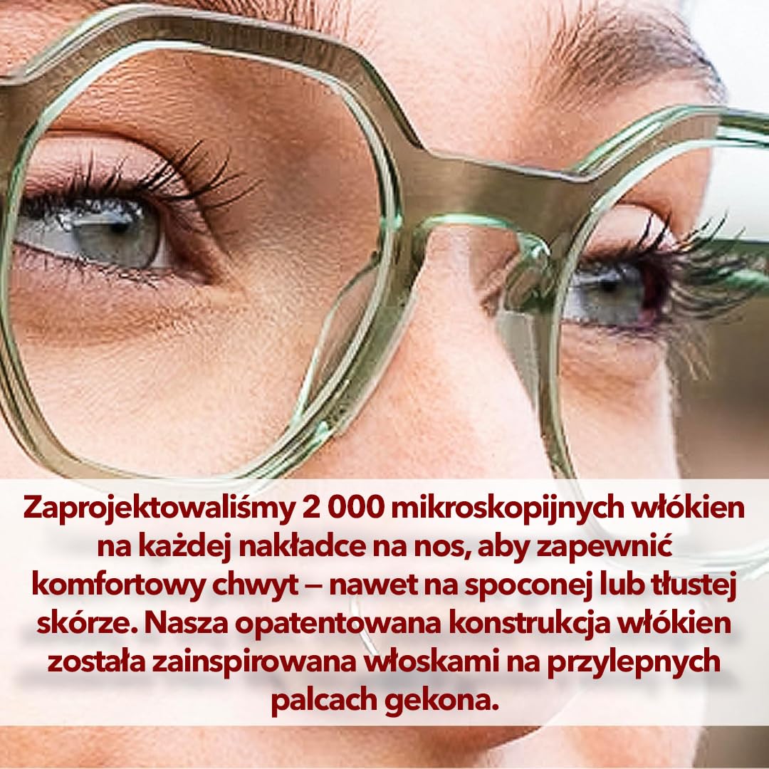 Setex Gecko Grip Nano 0.6Mm Antypoślizgowe Noski Do Okularów (5 Przezroczystych Par), Najmniejsze I Najcieńsze Dostępne, Innowacyjnych Mikroteksturowanych Włókien Na Każdy Nosek, 0.6mm × 6mm × 11mm