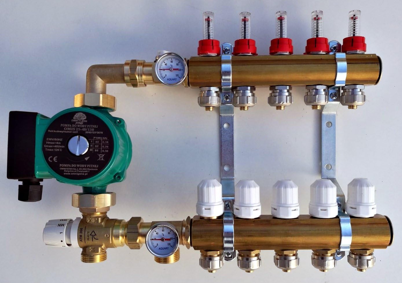 OMI Thermostatic Mixing Group with Underfloor Heating Manifold (4 Port)