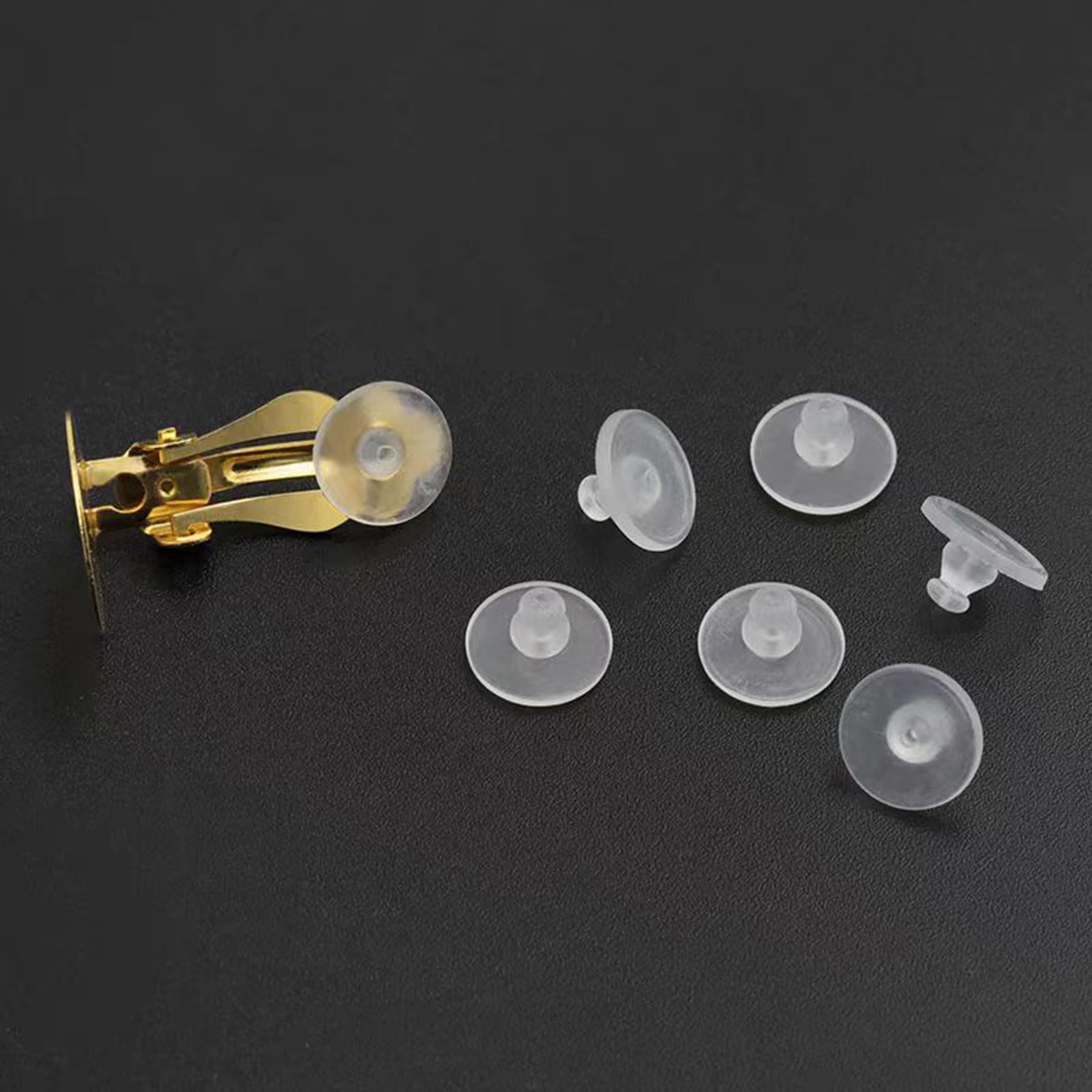 Earring Pads TPE Material (Better Than Silicone), 8 Sizes, Clear, White, Comfort Cushions for Clip-on Earrings (Kit 3)