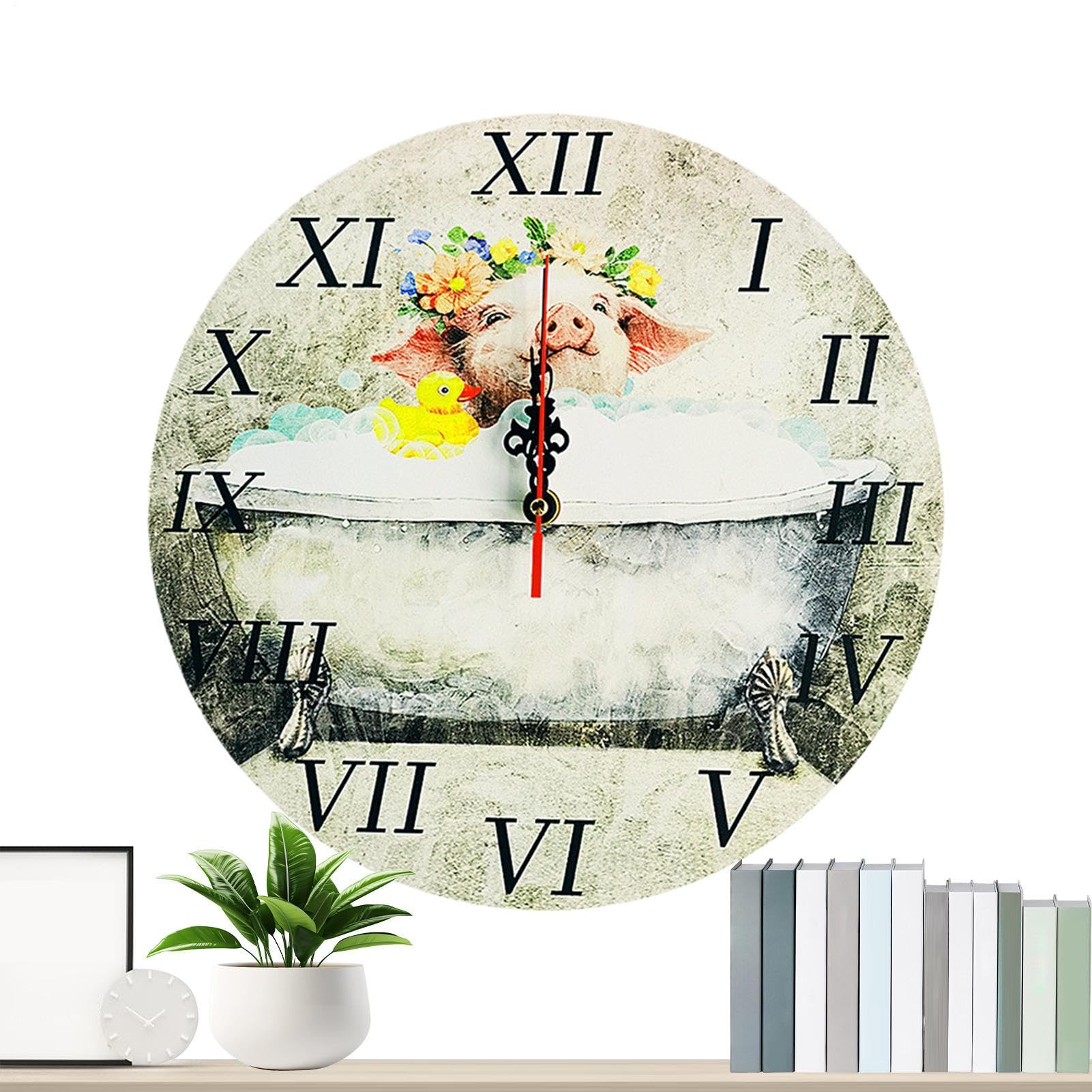 Horloge murale en bois vintage silencieuse pour salle d'étude