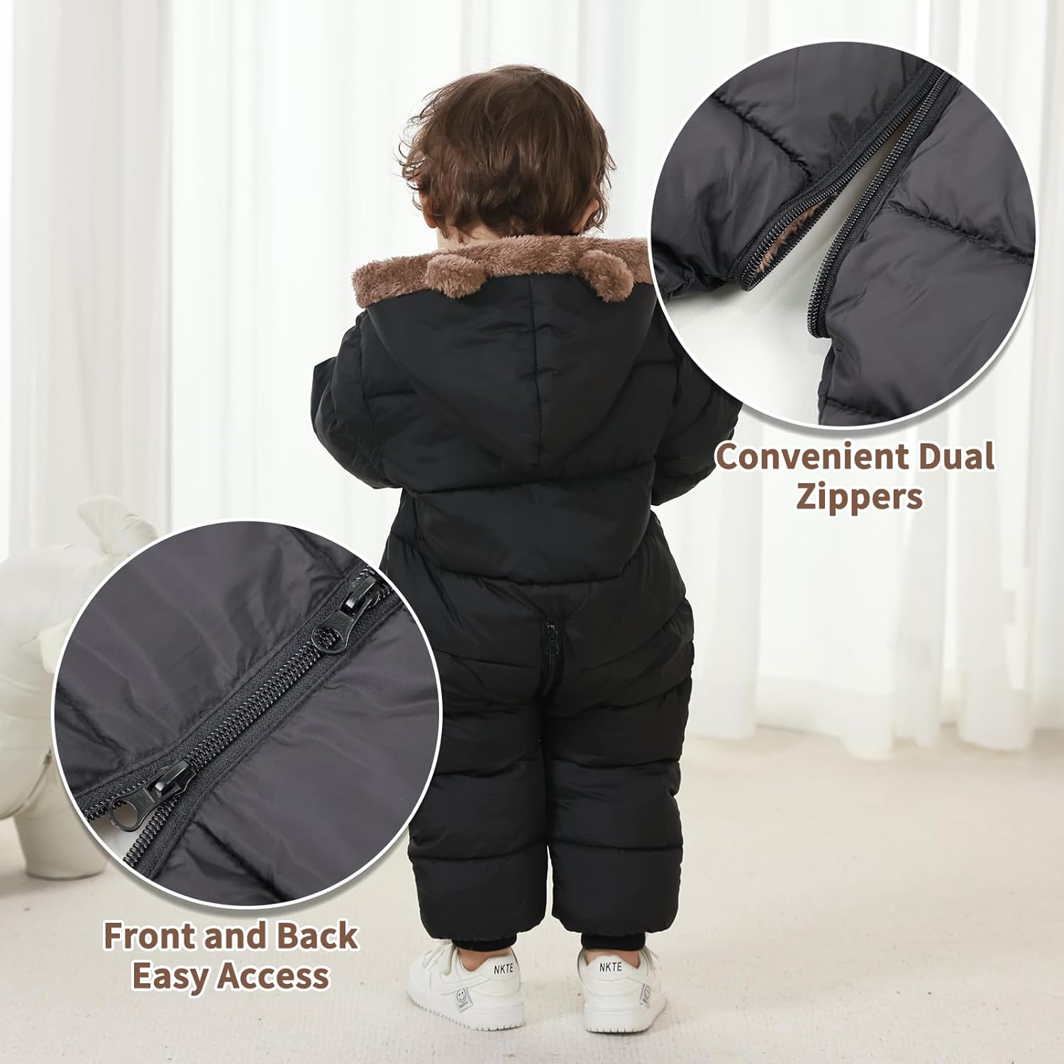 XIFAMNIY Newborn Winter Snowsuit Baby Infant Boys Girls Bear Outfit Warm Jumpsuit Outwear Romper Coat Clothes - Image 3