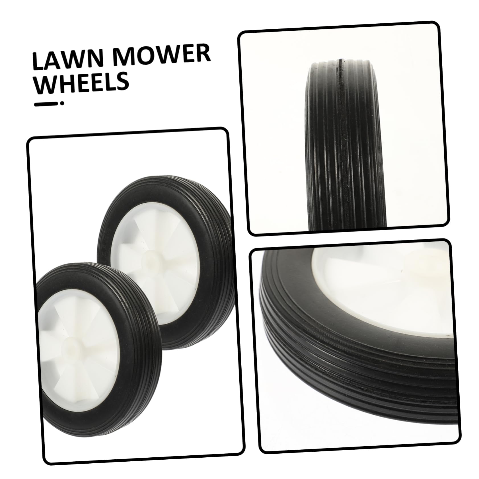 Ruedas de Goma Silenciosas de 7 Pulgadas para Cortacésped | 2 Piezas, Color Negro, Rotación Flexible, Pp Combinado, Repuestos para Herramientas de Jardinería