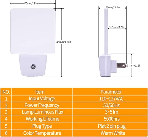 Miniatura 8 de KINUR Luz nocturna roja, paquete de 2 luces LED de noche enchufables a la pared con sensores del atardecer al amanecer, luces nocturnas enchufables