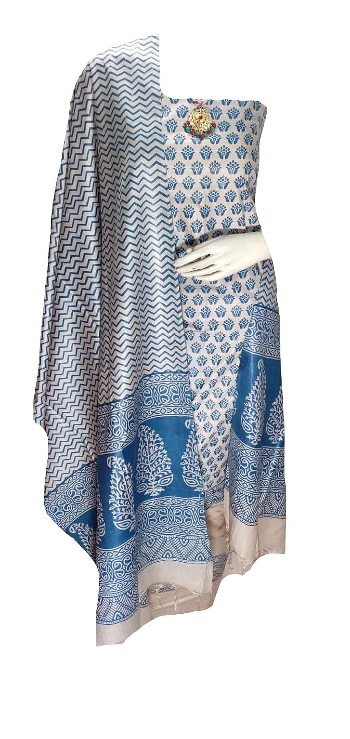 Royal Fabric Bhagalpuri Women unstitched Katan Slub Screen Print suit Women Unstitched Salwar Suit Dress Material For wome... - Review, Price and Buying Guide