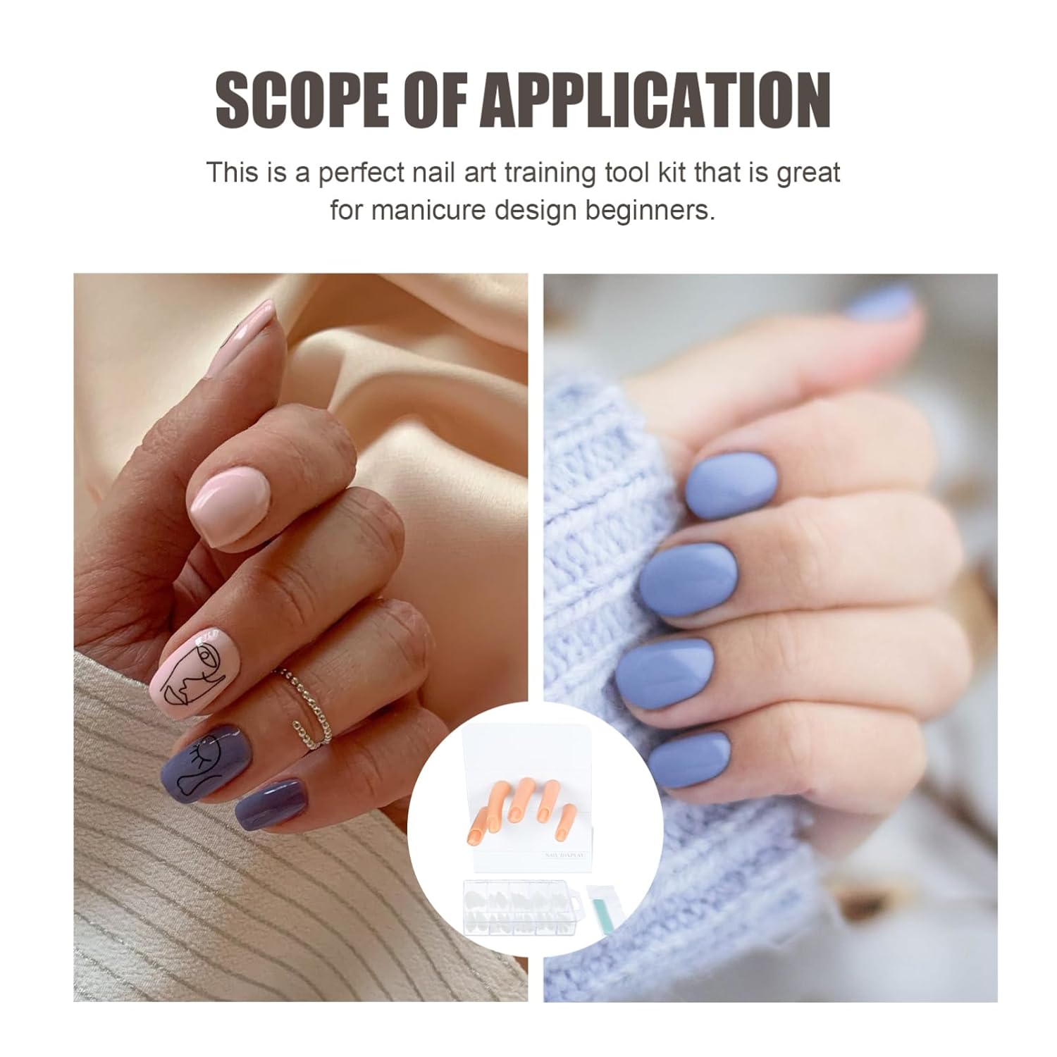 1set Magnet Manicure Practice Hand Flexible Finger Model for Nail Art Training Reusable Fake Nail Tips for Professional Manicure Supply