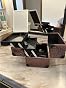 Joligrace Makeup Train Case Makeup Case Organizer Portable Cosmetic Box Storage with 2 Trays Mirror Locking Make Up Travel Case for Nail Kits Cosmetics Craft Traveling Makeup Box Mermaid Pink