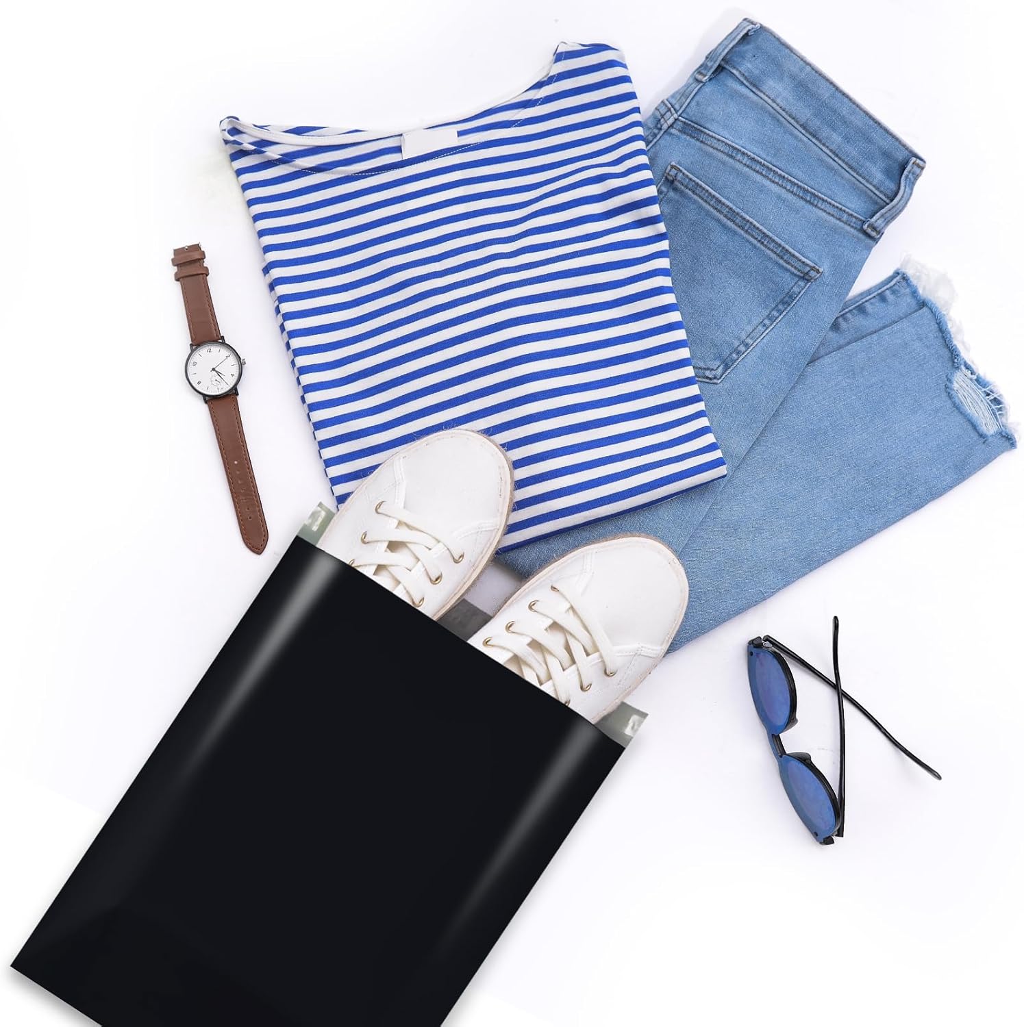 GSSUSA Poly Mailers 12 x 15.5 Inch 50Pack,Self Adhesive Shipping Bags for Clothing,Waterproof Black Shipping Envelopes for Small Business,Sturdy Mailers Poly Bags Flexible Mailing Packing Bags - Image 3