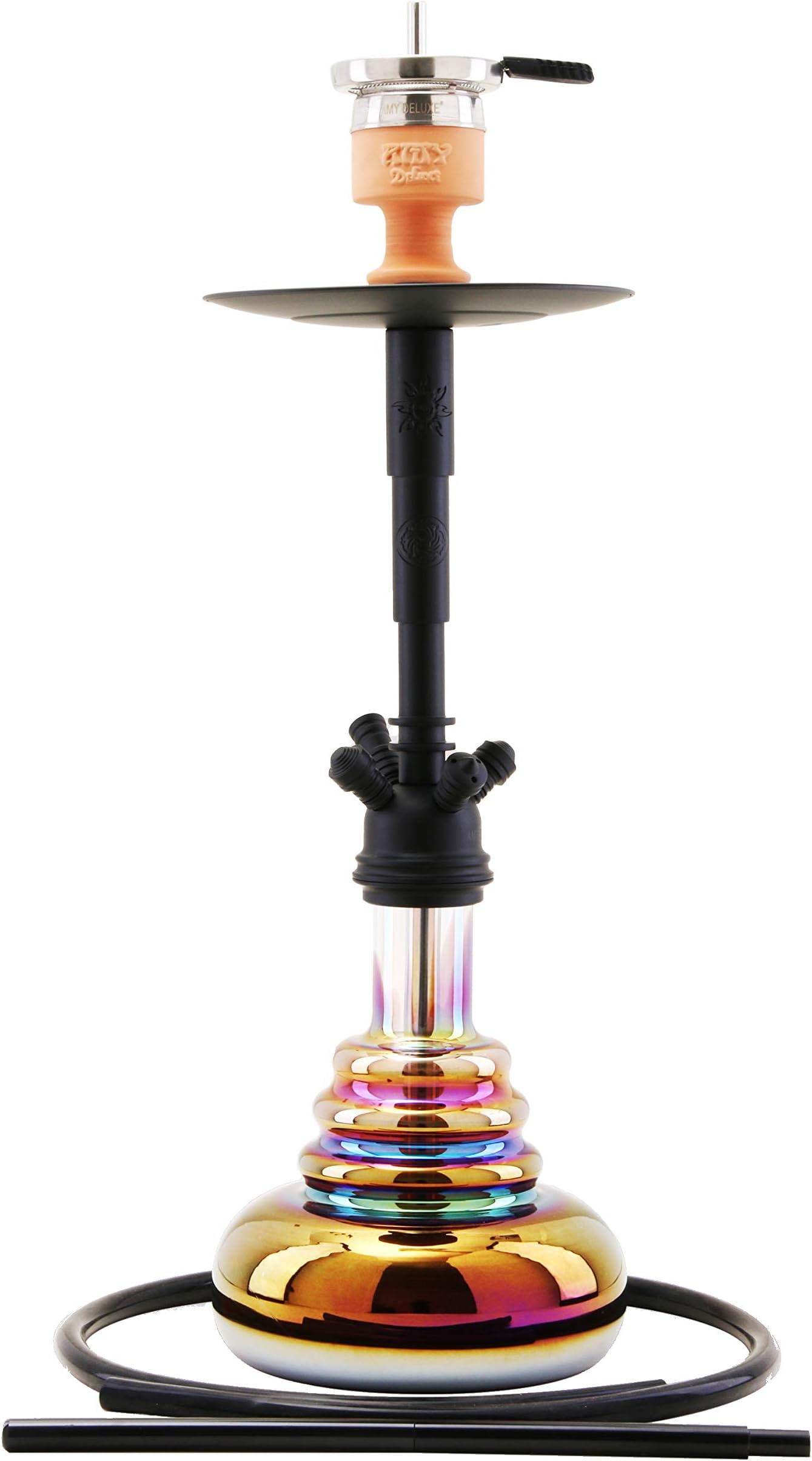 Amy Deluxe Shisha 061R Big Cloud 76 cm Black RS PSMBK Water Pipe with Click, Chamber System and Hot-Screen Chimney Head Set