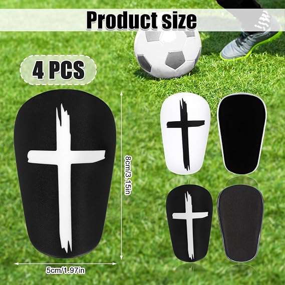 NQEUEPN 2 Pairs Mini Soccer Shin Guards, 3.15x1.97 Inch Black & White Cross Shin Guards Extra Mini Shin Pads Protective Equipment Shin Guards for Teenagers Adults Boys Girls