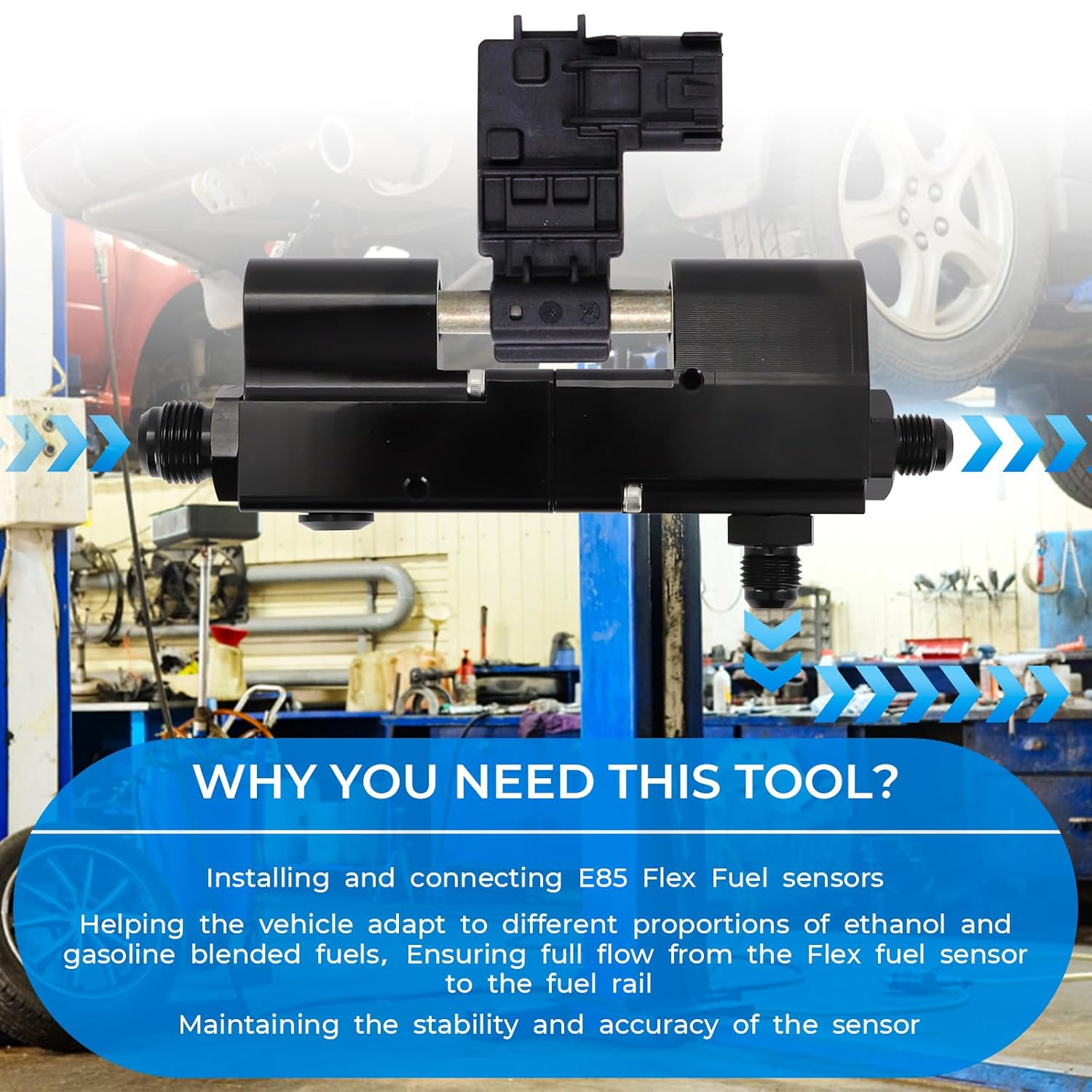 E85 Universal Flex Fuel Sensor Adapter Kit, Bypass Module, Solid Billet Material 6AN 8AN Splitter
