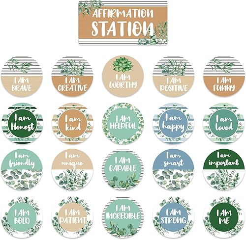 Miniatura 12 de Juego de tablón de anuncios de estación de afirmación retro, decoración de aula positiva, espejo de afirmación para aula, hogar, oficina, pared,