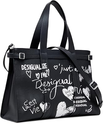 Desigual sac shopper sac à épaule bandoulière Hobart Seshat Shopping Bag Black noir