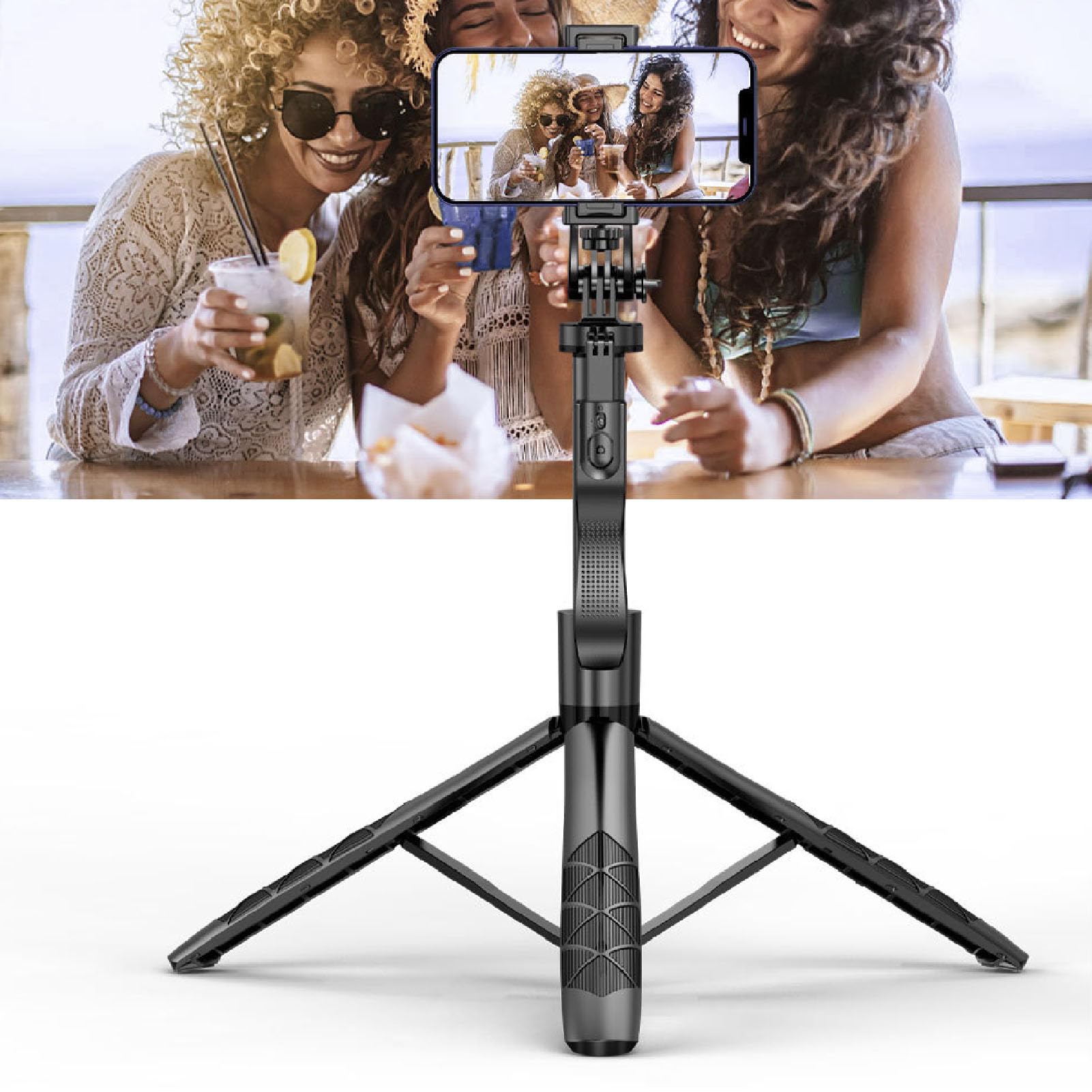 Treppiede per Selfie Stick Allungabile da 62 Pollici in Lega di Alluminio con Telecomando e Luce di Riempimento, Supporto per Treppiede per Telefono per IOS 5.1 e 4.4