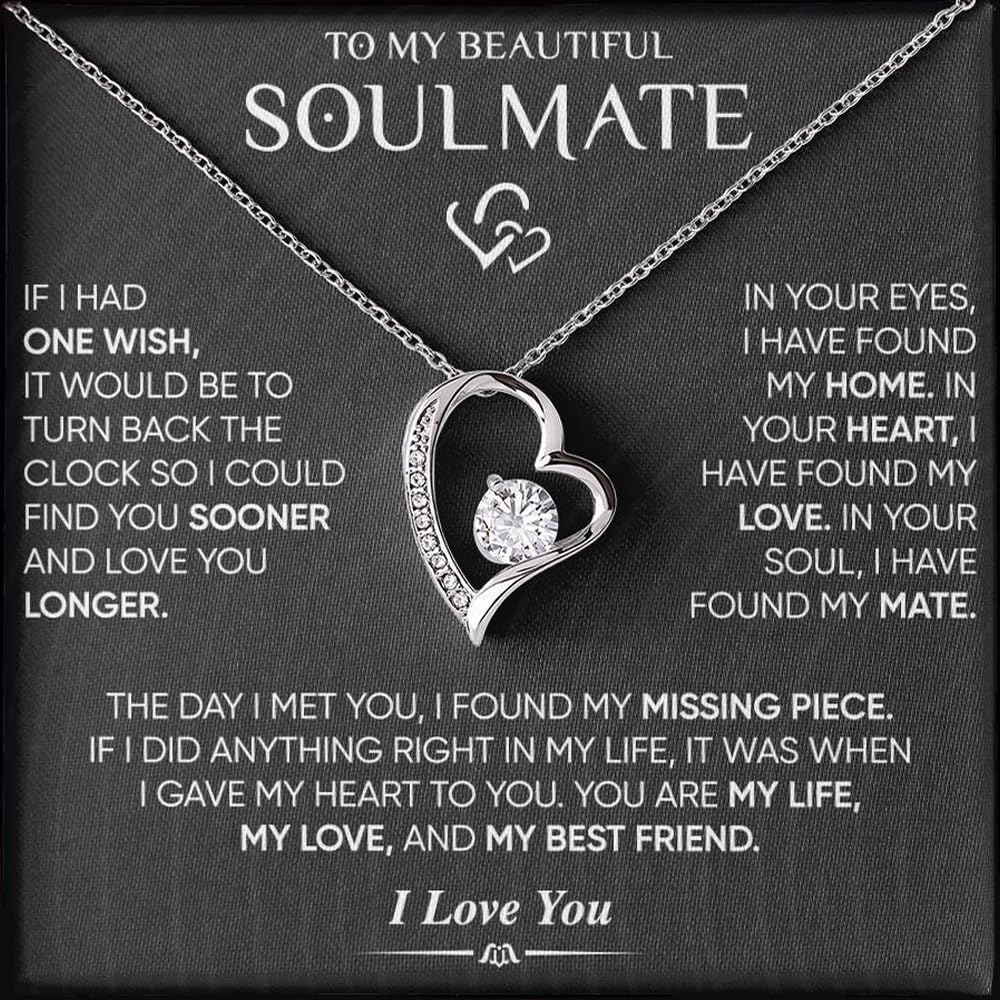 LUXUS™ 18K White Gold Finish Heart Pendant Necklace for My Queen – 7mm CZ, Adjustable 18"–22" Chain, Romantic Valentine’s Day Gift for Wife or Girlfriend