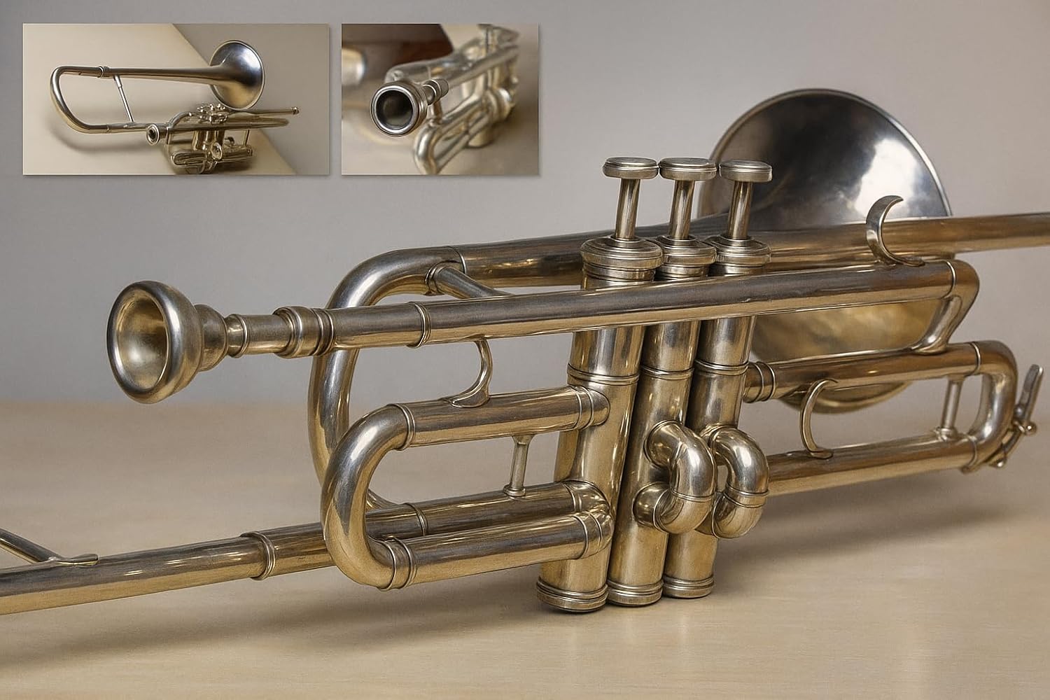 Queen Brass 3-Valve Bb Tenor Trombone Brass Plated with Designer Hard Case for Students Beginners and Crossover Trumpet Players Lightweight and Durable